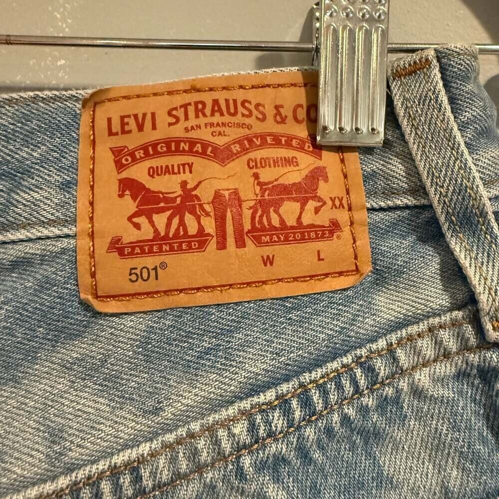 Levi's 501 Floral Print Frayed Denim Cutoff Shorts - Picture 3 of 4